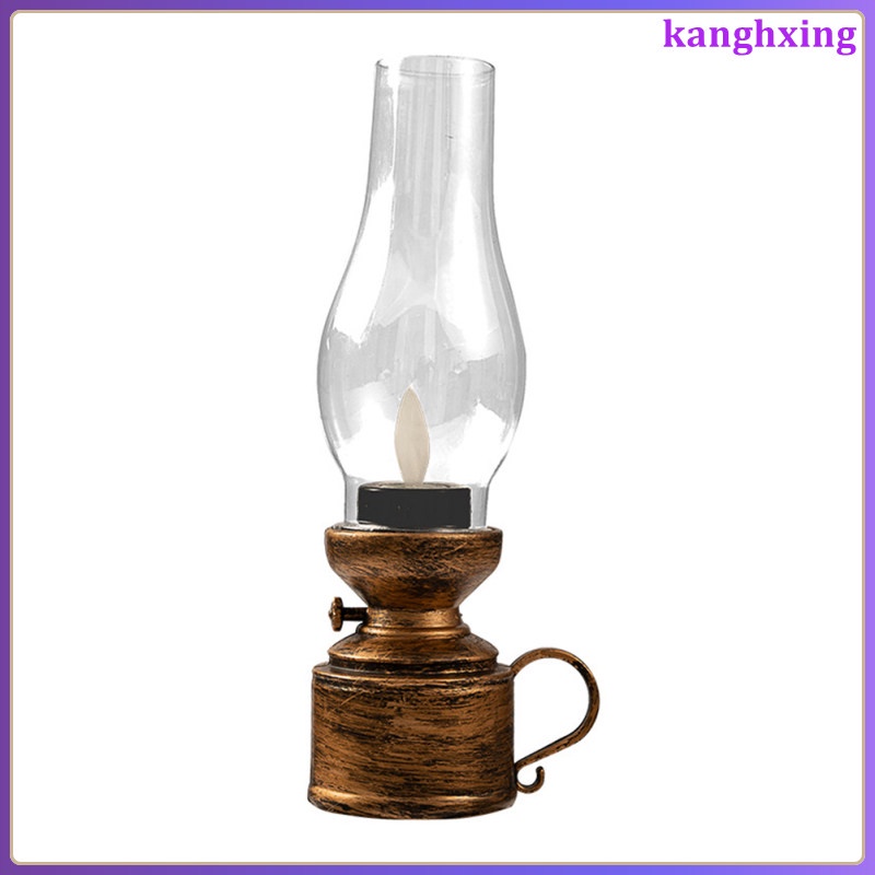 Electronic Kerosene Lamp Portable Night Oil Flameless Retro Rustic Vintage Decor LED Decorative Lantern kanghxing