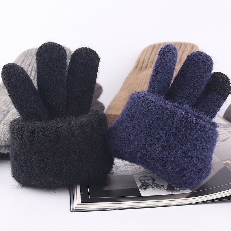 Versatile Purpose Thick Cashmere Two Layer Winter Gloves men Full Finger Skiing & Touch screen Glove - Image 2