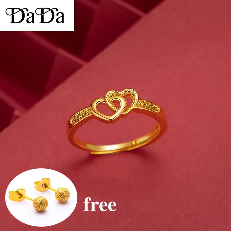 Cincin 916 Gold Ring Heart Open Ring Adjustable Ring Engagement Birthday Jewellery Gifts Cincin Emas Bangkok Cop 916