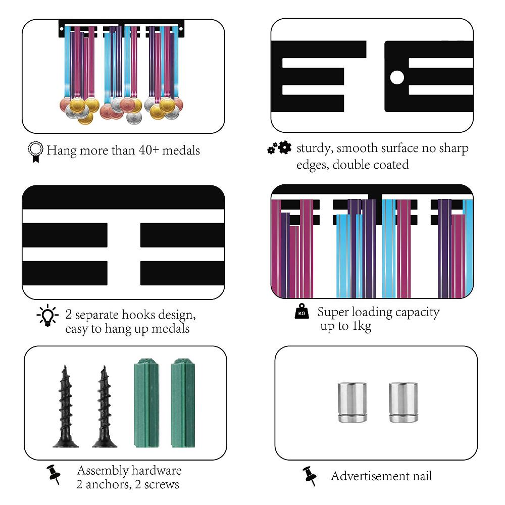 Must Versatile 1Set Acrylic Medal Holder Soccer Hanger Display Stand Wall Mount Hanging Home Badge 2 Lines Athletes Ta - Image 4