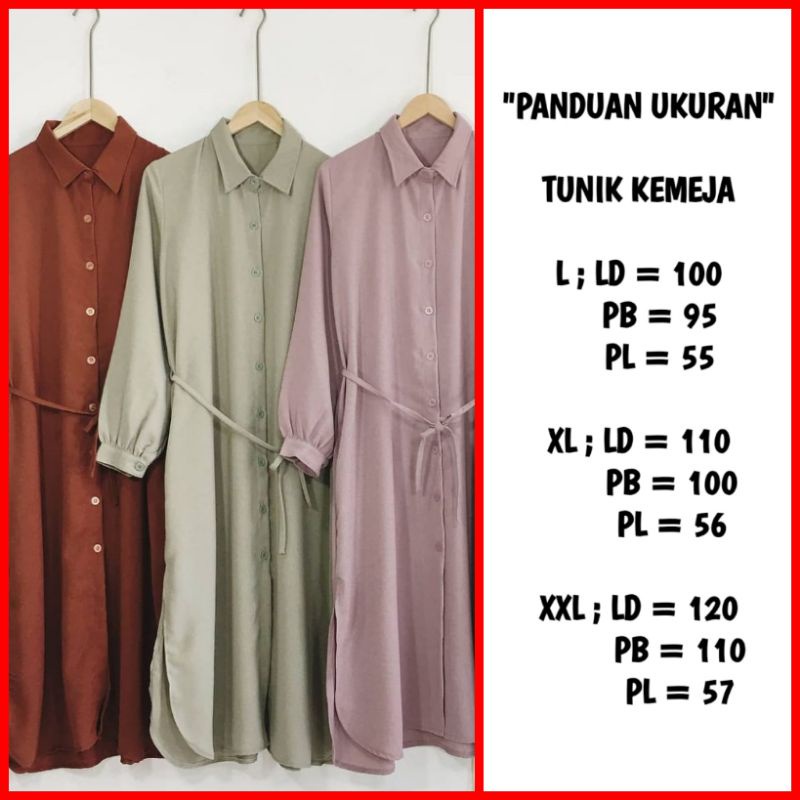 Reliable Purpose KEMEJA Latest Jumbo Muslim Women's Tunic Shirt Long Dress 2021 Contemporary Plain By Azka Quality Pr... - Image 4