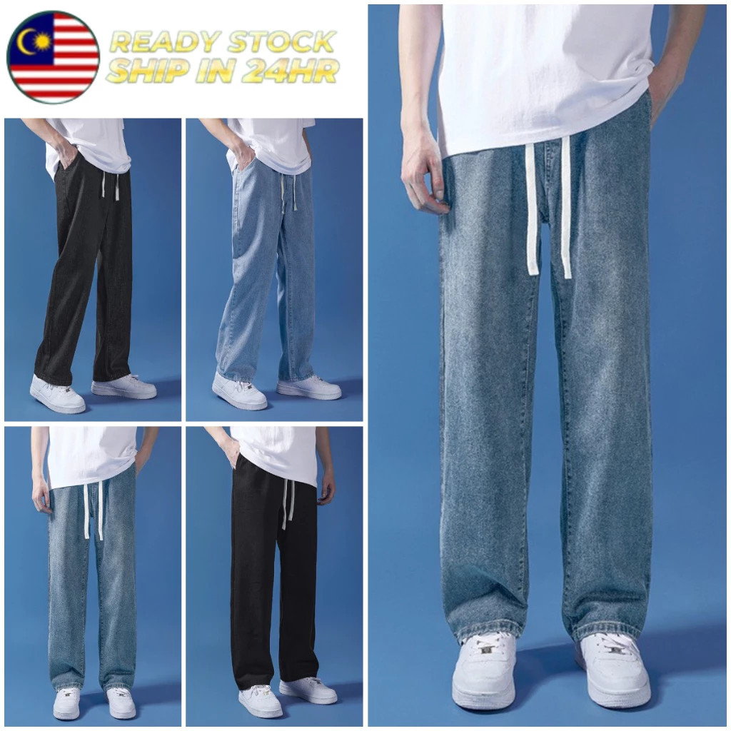 Seluar Jeans Lelaki Men Harem Jeans baggy Jeans men Jeans bootcut  Casual Slim Fit Straight Cut Jeans Men Denim Slack Seluar Panjang Loose Jeans Vintage Trouser Hiphop Denim Unisex