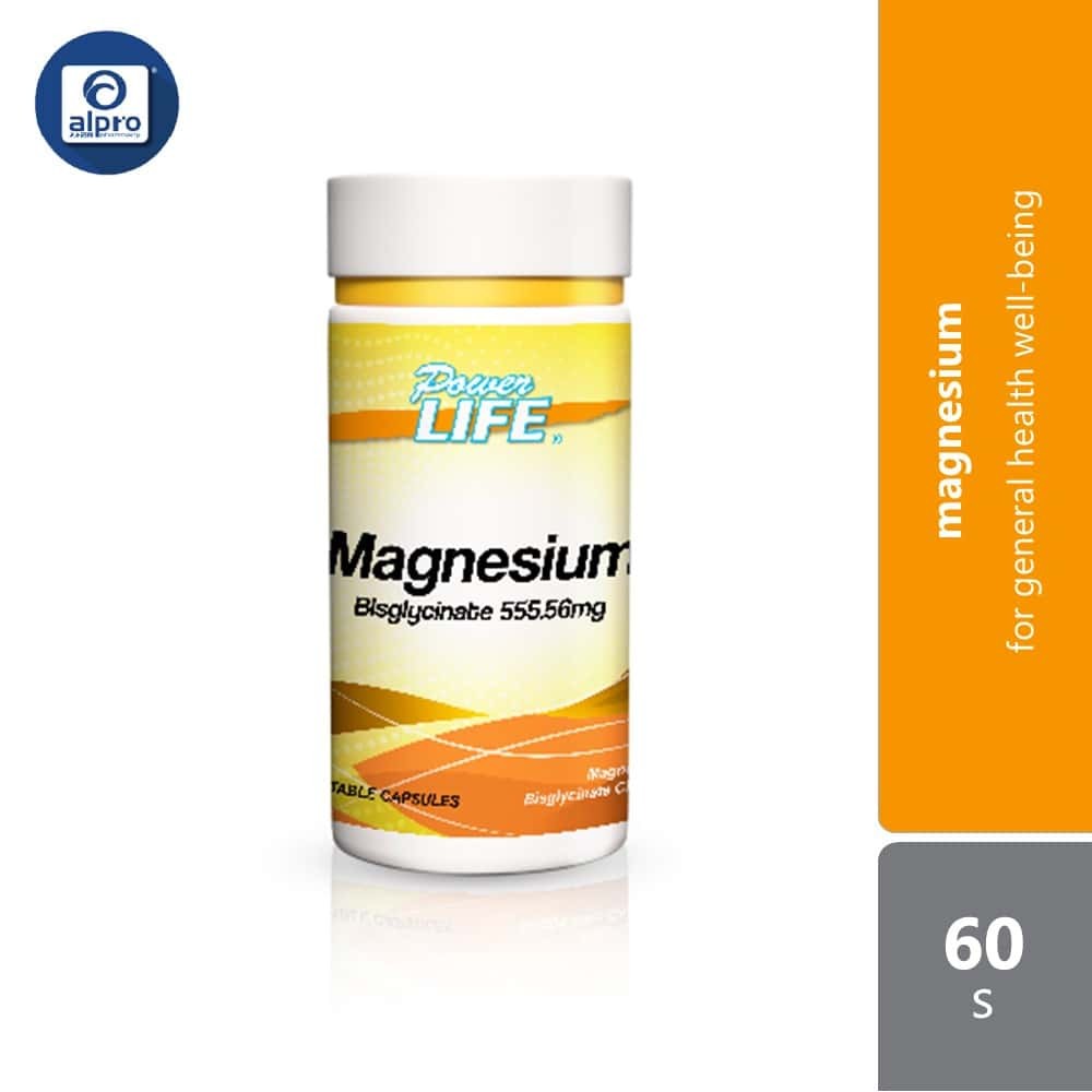 Powerlife Magnesium 555.56mg 60s | Muscle Health, Improve Sleep Quality, Stress Anxiety Relief 促进睡眠品质