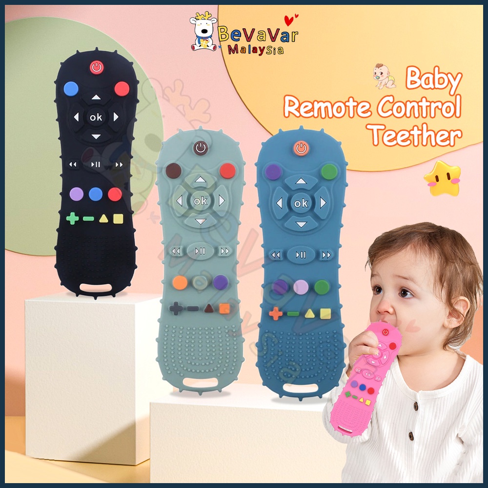 Bevavar Baby Teether Soft Silicone TV Remote Control Shape Sensory Toys Newborn Bite Soothing Toys Mainan Bayi 婴儿牙胶玩具