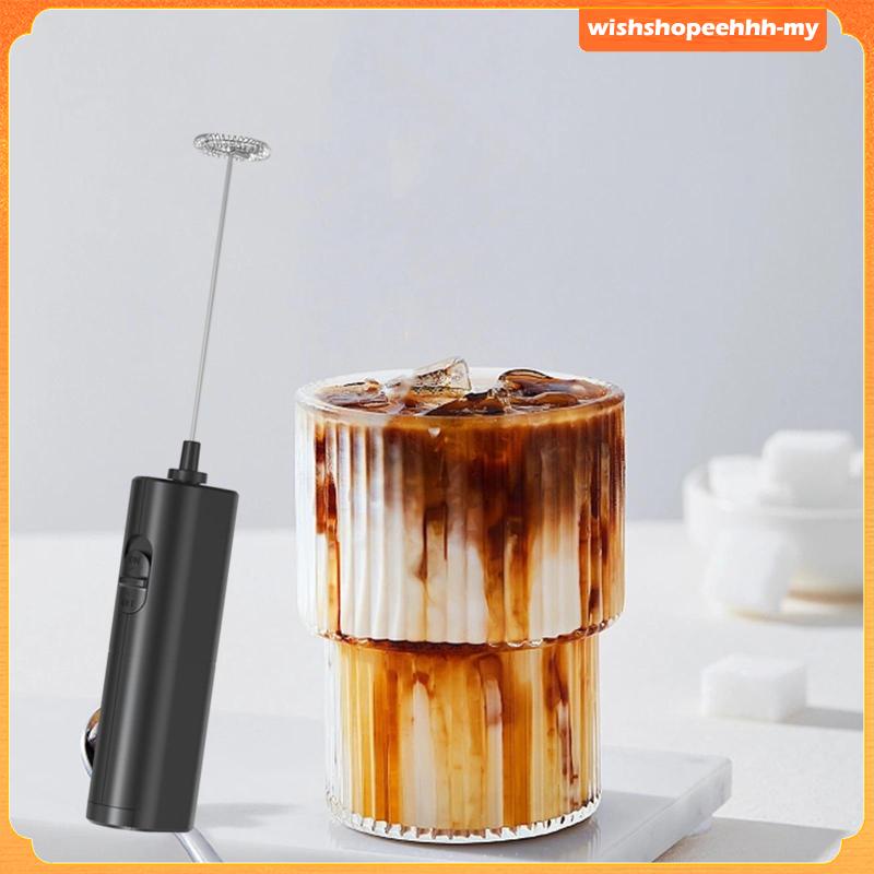 [WishshopeehhhMY] Electric Milk Frother Egg Beater Ergonomic Hot Chocolate Maker Food Blender for Slushy Macchiato Cappuccino Hot Chocolate