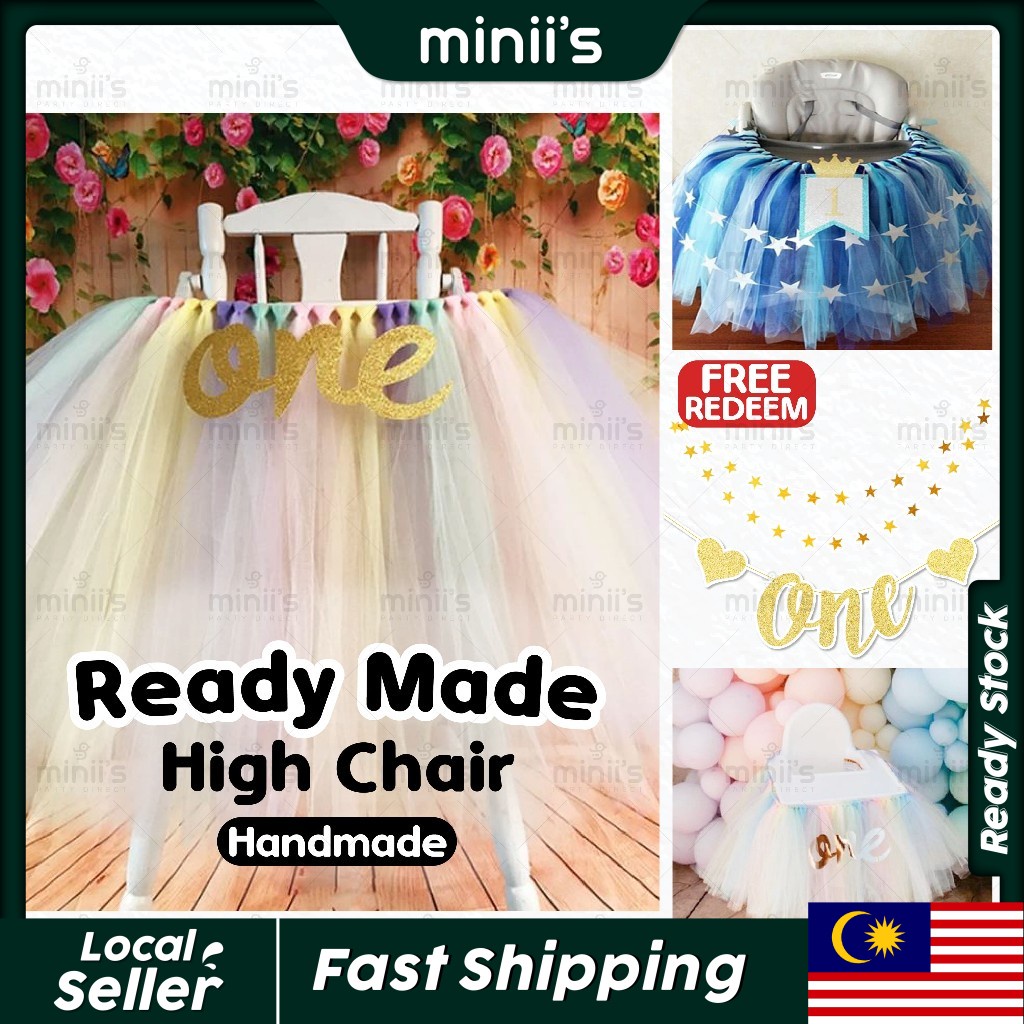 MINIIS PARTY READY MADE Tutu Baby High Chair Table Skirt 100cm*35cm long Fabric Tutu Dress For Birthday Decoration Party