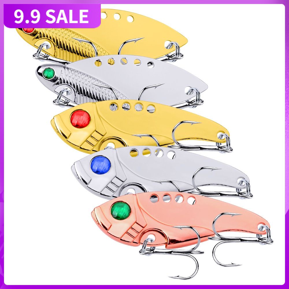 1pcs Fishing Bait Metal VIB 5cm 10g 5 Hole Adjustable Center Of Gravity 3D Eyes Vivid Vibrations Fishing Lures