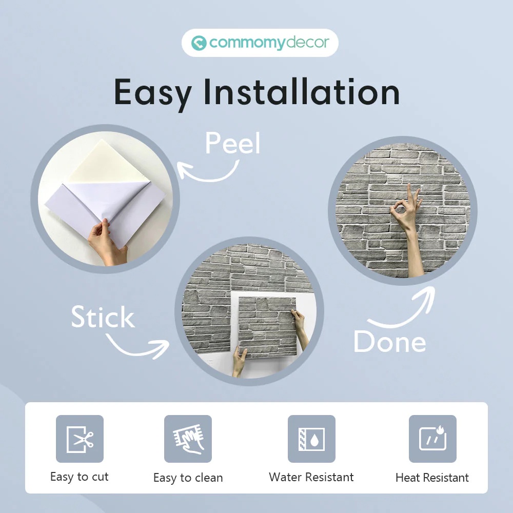 Must Durable 3D Faux Stone Wall Sticker Self Adhesive Panel Wallpaper DIY Home Decor Living Room Bedroom Ki - Image 2