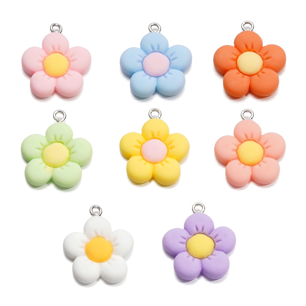 St.kunkka 10pcs Resin Five-Petal Flower Pendant Small Flower Pendant for DIY Jewelry Making Bracelet Necklace
