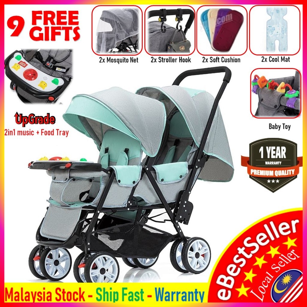 TWIN STROLLER 2 Kids Baby Stroller Double Stroller Twin Stroller Tandem Compact Stroller Prams Kereta bayi Kembar Q818