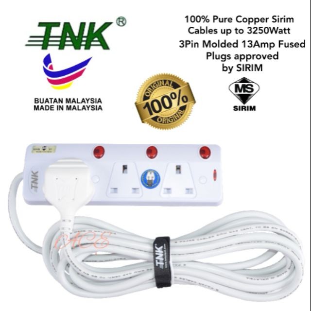 High Quality TNK 3 Gang Neon Trailing Socket with Special Design for 2 Pin Euro Easy Plug-in