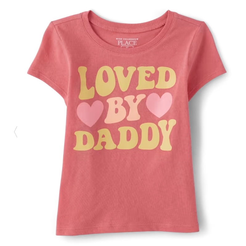 C13-05-1068 Baby And Toddler Girls Loved By Daddy Graphic Tee - Rose Rebellion