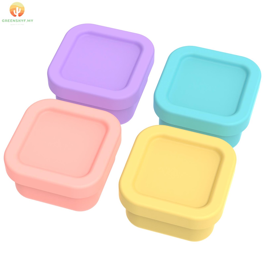 4Pcs Salad Dressing Containers To Go 3oz Mini Silicone Food Storage Container Temperature Resistant Condiment Containers with Lid Dishwasher Safe Dipping Sauce Cups SHOPSKC6892