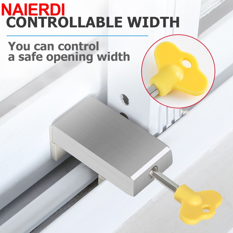 Durable Quality NAIERDI Aluminum Alloy Window Lock Stopper Anti-theft Door Non Punch Sliding Safety Locks Kids Essential - Image 4