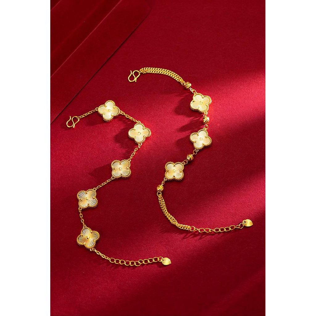 Emas 916 Four-leaf Clover Bracelet /916 Gold V clover Solid Bracelet Gelang Tangan VC Emas 916