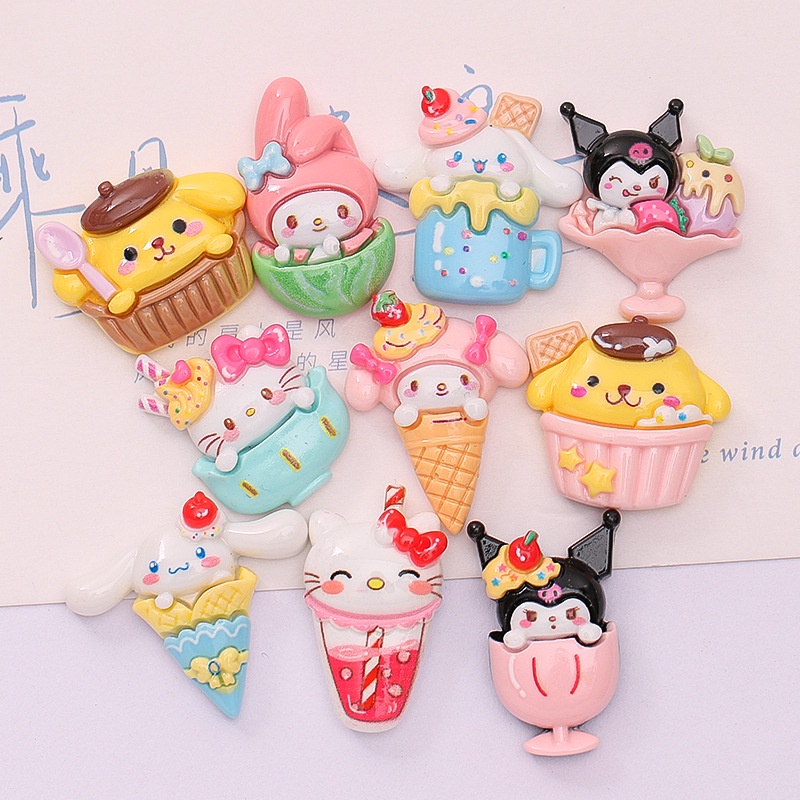 Resin Patch diy Phone Case Accessories Hair Clip diy Cute Bunny Cat Dessert diy Cream Glue Phone Case Headdress Refrigerator Stickers Resin Jewelry Accessories Wholesale