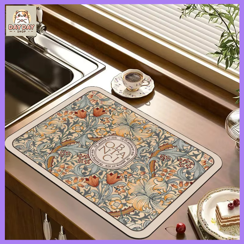 COD Fast Dry Kitchen Countertop Mat Table Mat Sink Mat Sink Absorbent Mat Utensil Drying Mat Diatomite