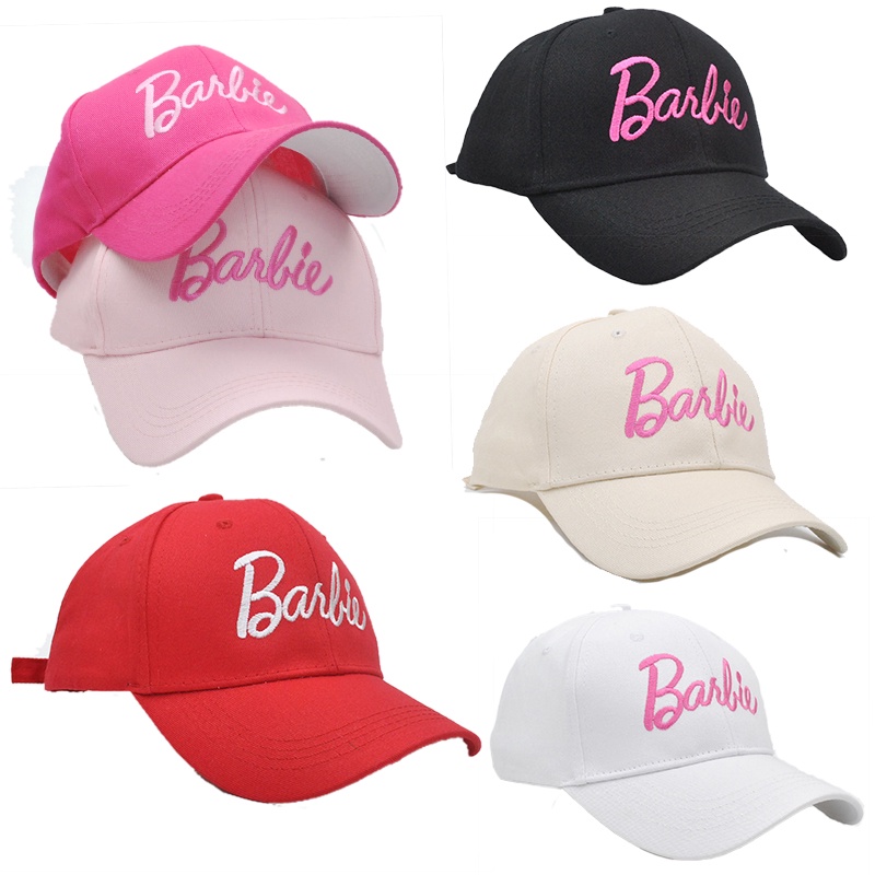 Outdoor Shading Barbie Pink Baseball Caps Curved Brim Embroidery Letter Adjustable Children Hats Girls Accessories Clothes Fashion