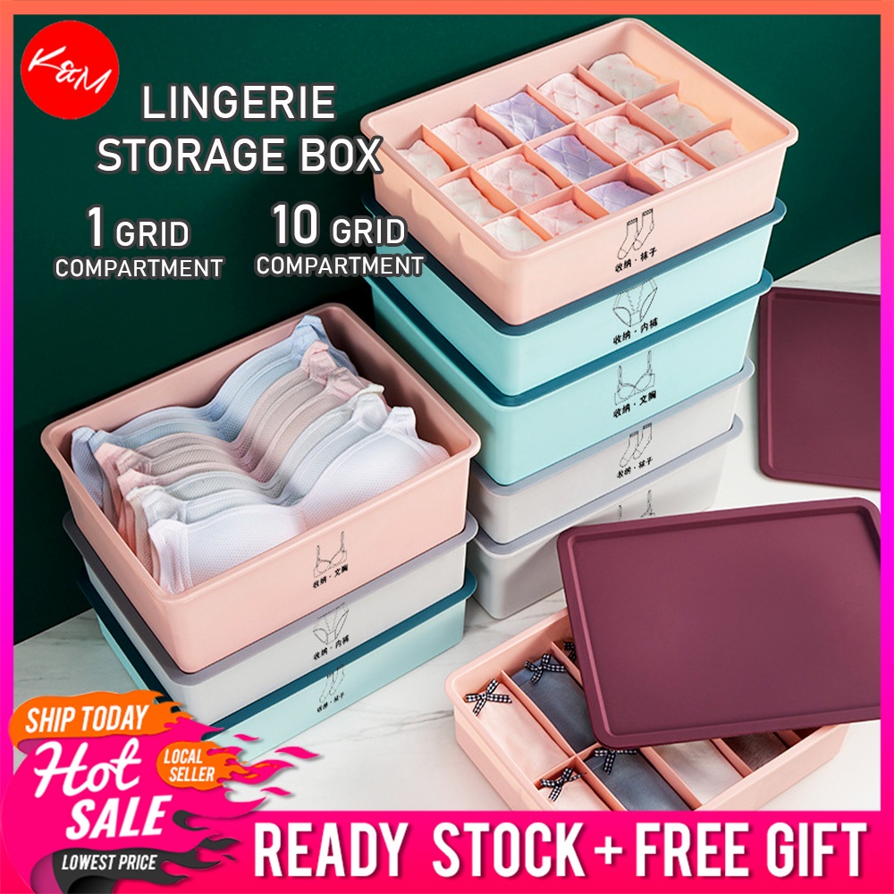 KM Lingerie Storage Organizer Compartment Box Bra Underwear House Store Kotak Simpan Baju Dalam [2386] [2391]