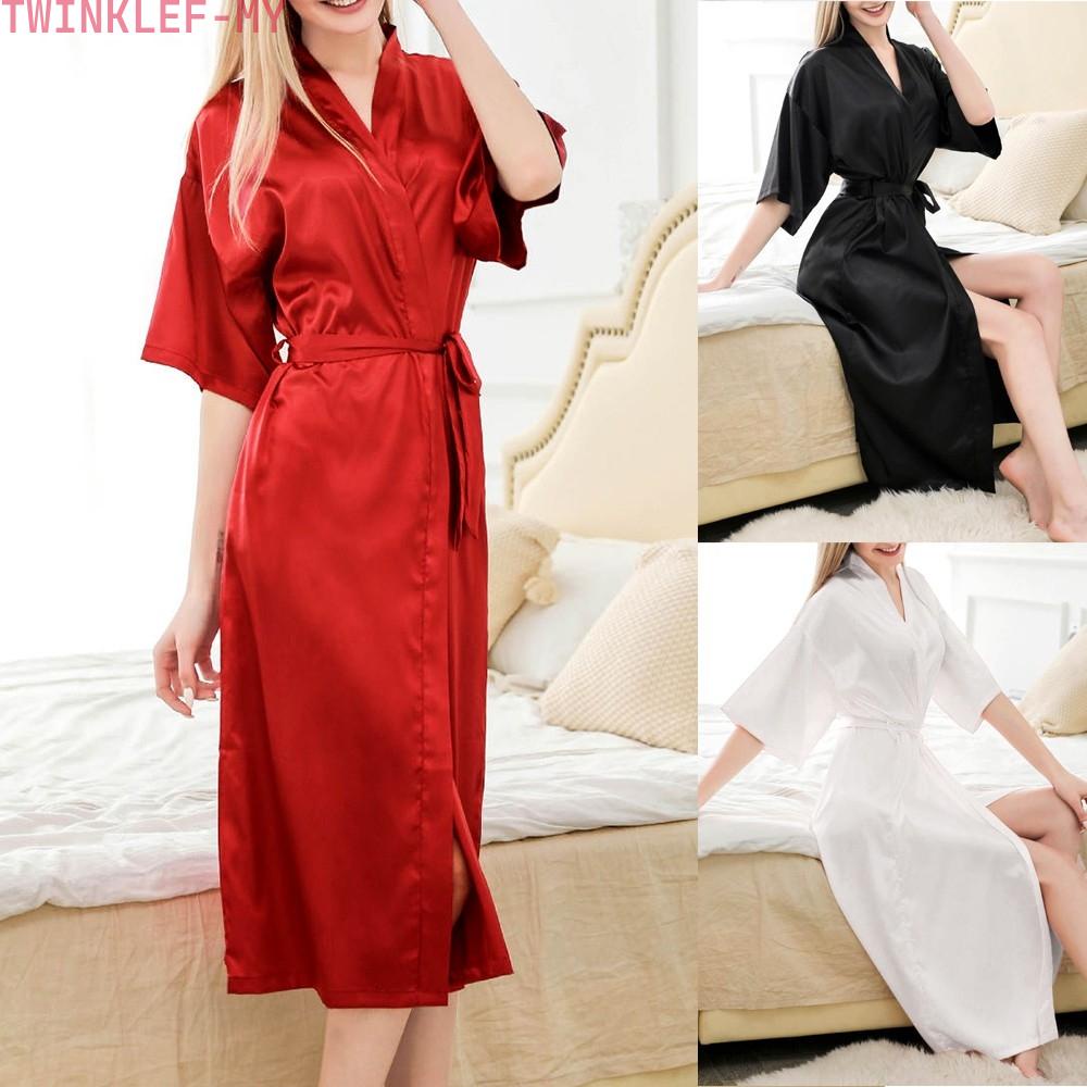 Bathrobe Nightdress Loose Pajamas Robe Satin Silk Sleepwear Dressing Gown