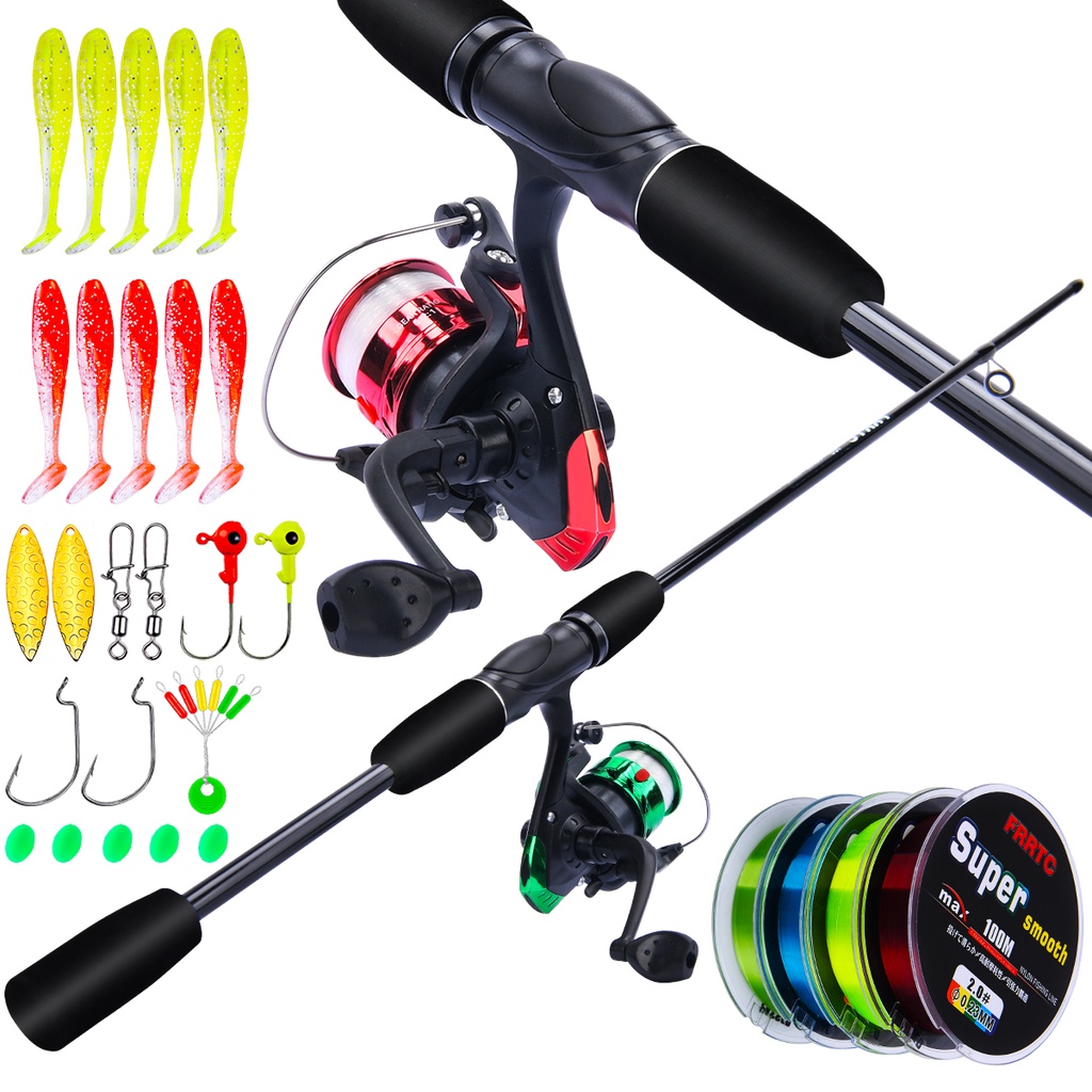 1.65M/1.8M Fishing Rod Reel Set Joran Pancing EVA Handle 2 Sections Fishing Rod for Freshwater Fishing