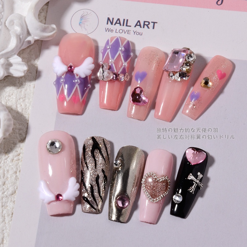 Premium Durable Rou Bao NEW 50pcs Nail White Angel Wing Girly Simple Sailor Moon Left Right Resin Art 3D DIY Decorati... - Image 4