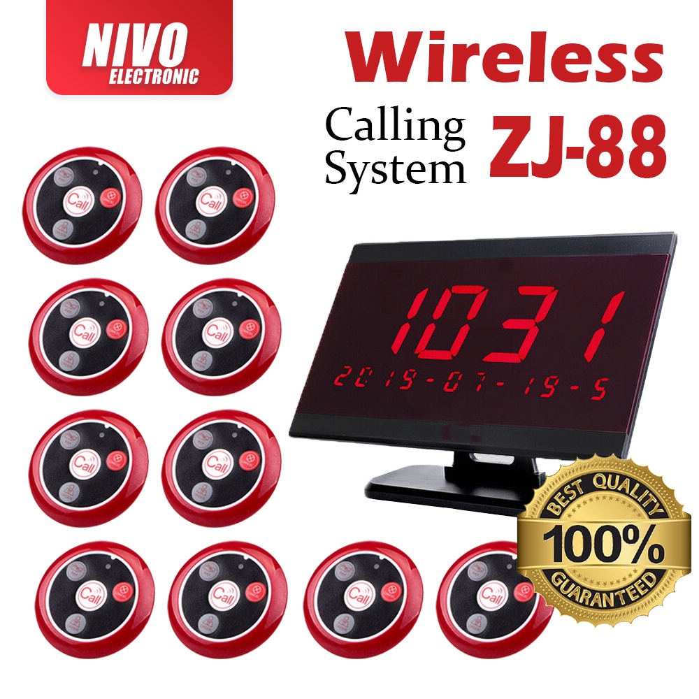 Zj-88 – Wireless Café and restaurants Calling System (DATE+TIME) Wireless Calling System Paket Queue Management System