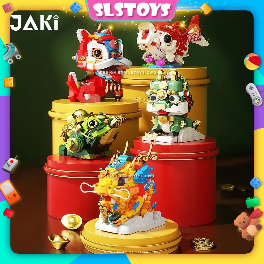 Jaki Block Dragon Mythical Beast Lucky Lion Dance Koi Qi Ling Fortune CNY Chinese New Year Decoration Building Brick