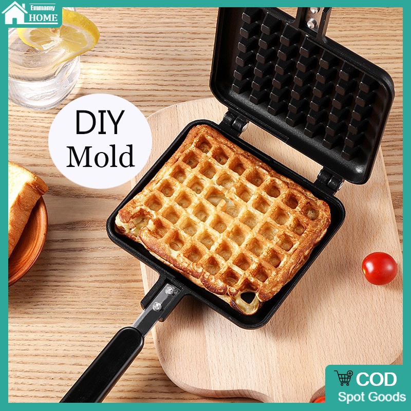 Emmamy--Kitchen Gas Non-Stick Waffle Maker Pan Mould Mold Press Plate Cook Baking Tool DIY Lattice Muffin Baking Mold