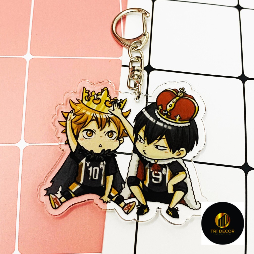 ( Mica in acrylic ) Haikyuu keychain!! Volleyball king, cute gift with chibi anime print