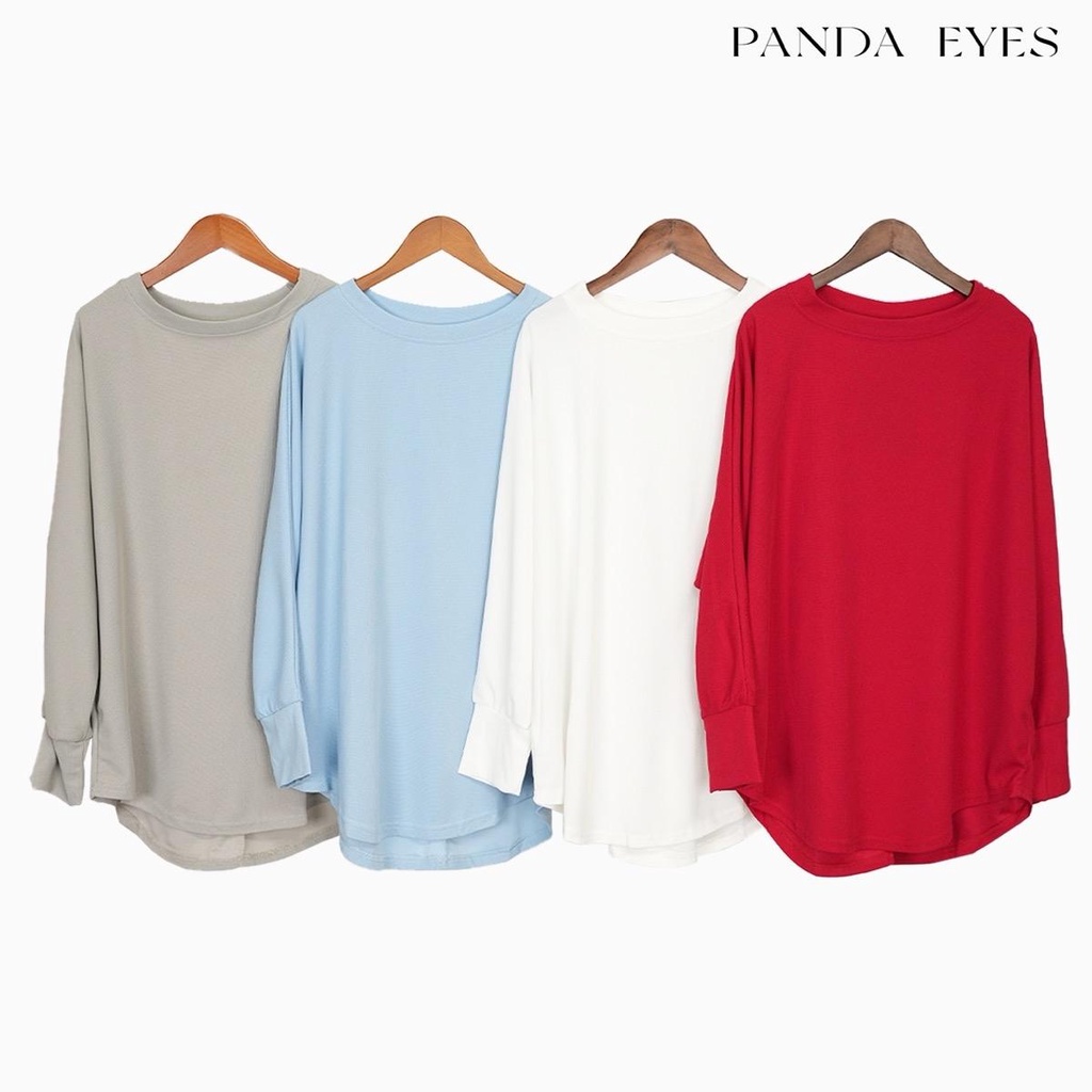 PANDAEYES Waffle Batwing Mid-High Collar Top CLO-CNSY2119BL