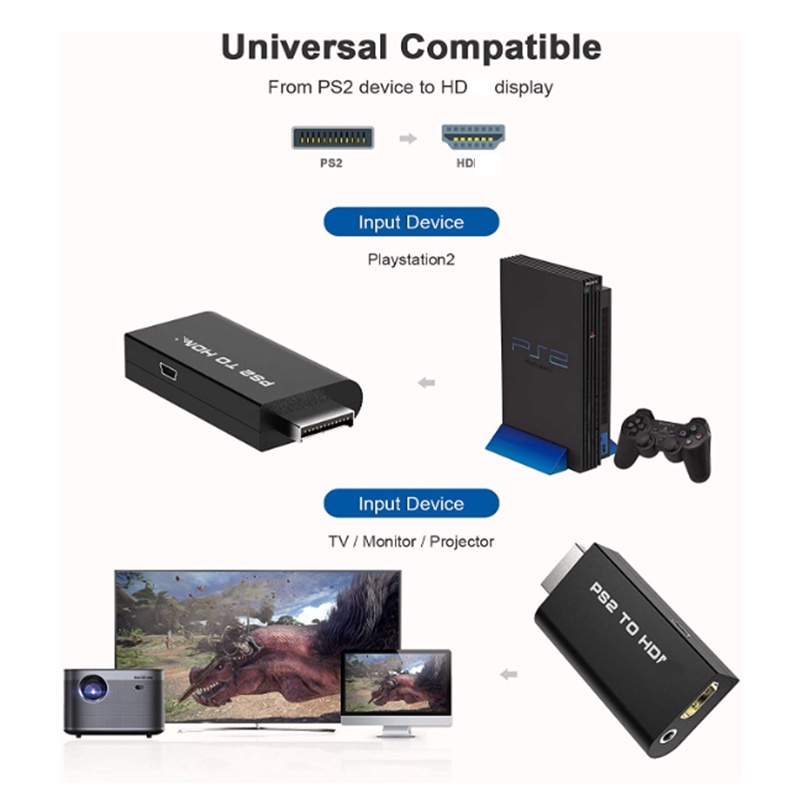 Multi Versatile PS2 HDxl Converter Adapter Video 3.5mm Audio Smart TV Monitor Playstation 2 Game PS accessories Essen... - Image 3