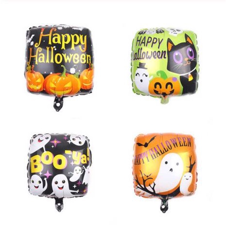 18inch Halloween Balloons Happy Halloween Decoration Cat Ghost Globos Bat Square Foil Balloons Kids Birthday(515J)