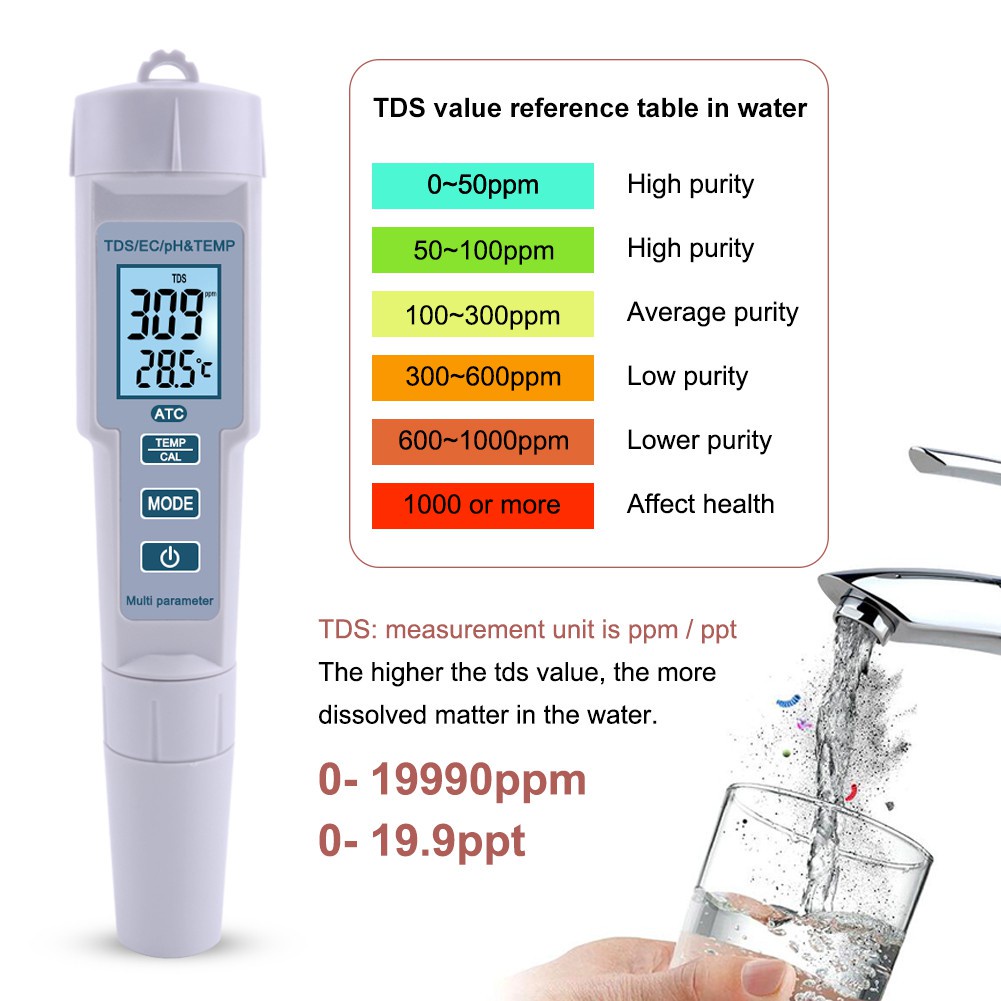 Multi Durable PH 686 New TDS Meter PH/TDS/EC/Temperature Digital Water Quality Tester Pools Drinking Aquariums Have E... - Image 5