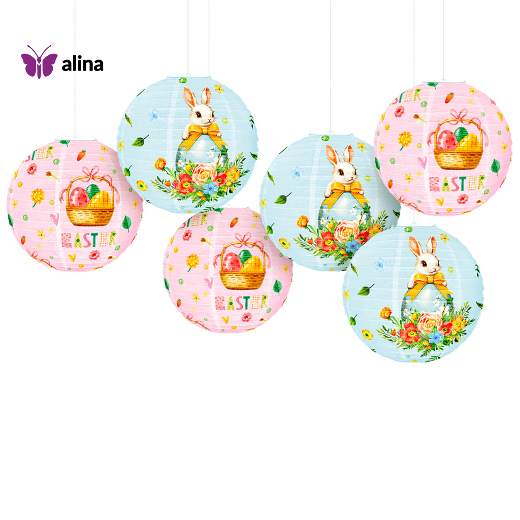 ALINA High-quality Paper Lanterns Egg Pattern Paper Lantern Easter Bunny Egg Print Hanging Lantern 11.81 Festive Easter Decor for Home Restaurant Chinese Japanese Paper Lantern