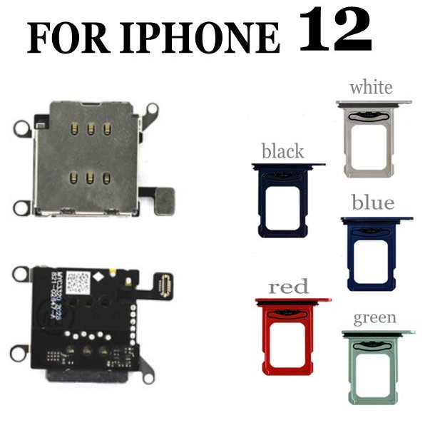 Replacement For iPhone 12 11 XR Dual SIM Card Reader Flex Cable +SIM Card tray Holder Slot Adapter Sets