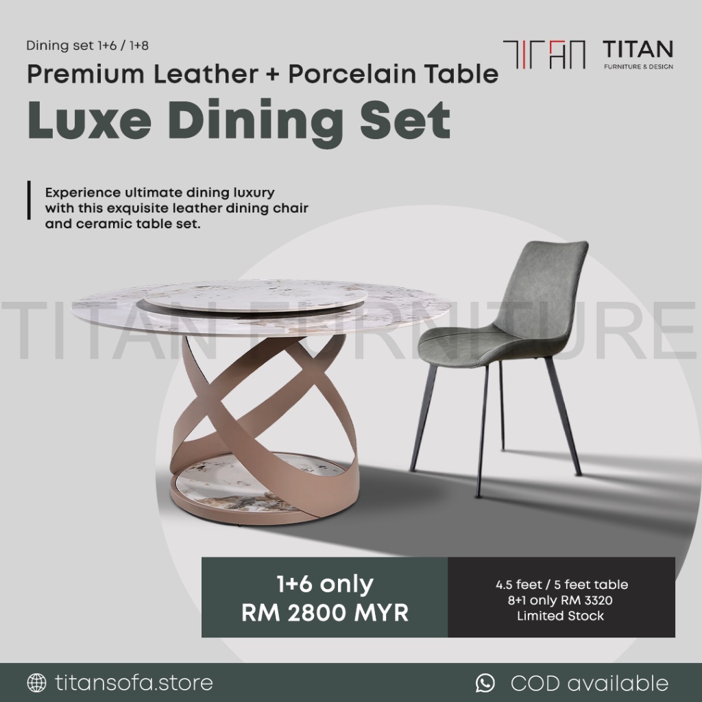 [PREORDER-7 Days] Luxe Dining Ensemble: Fabic Chairs & Chic Porcelain Table | Available in 6 or 8 Chair Sets