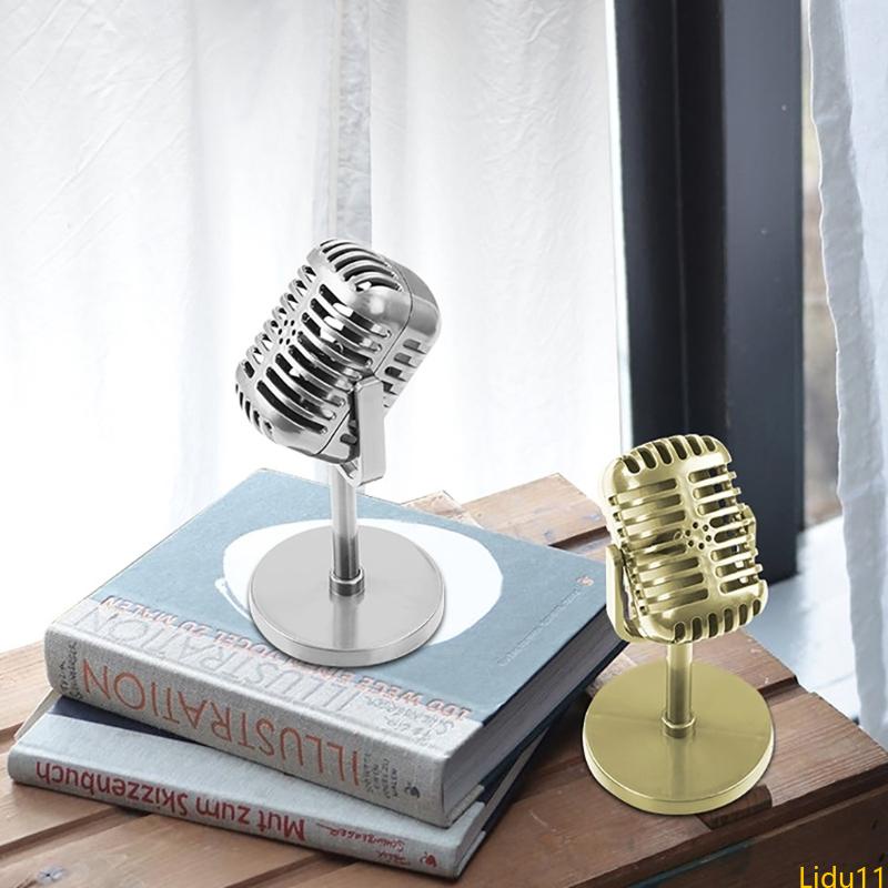 lidu11 Upgraded Vintage Microphone Props Model Retro Microphone Stage Table Decoration