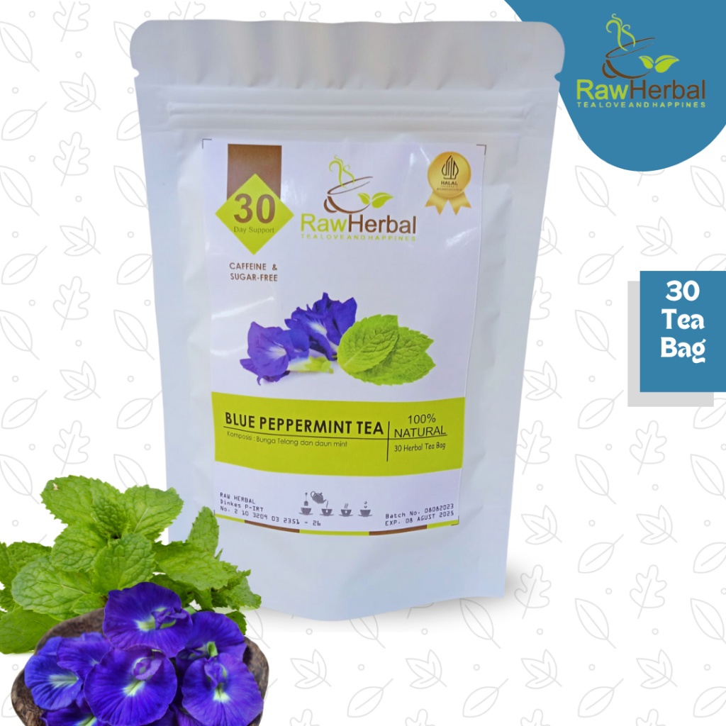 Fashion Travel BLUE Spearmint TEA : BUTTERFLY PEA FLOWER & LEAVE (30 BAG) x1 Portable Casual - Image 3