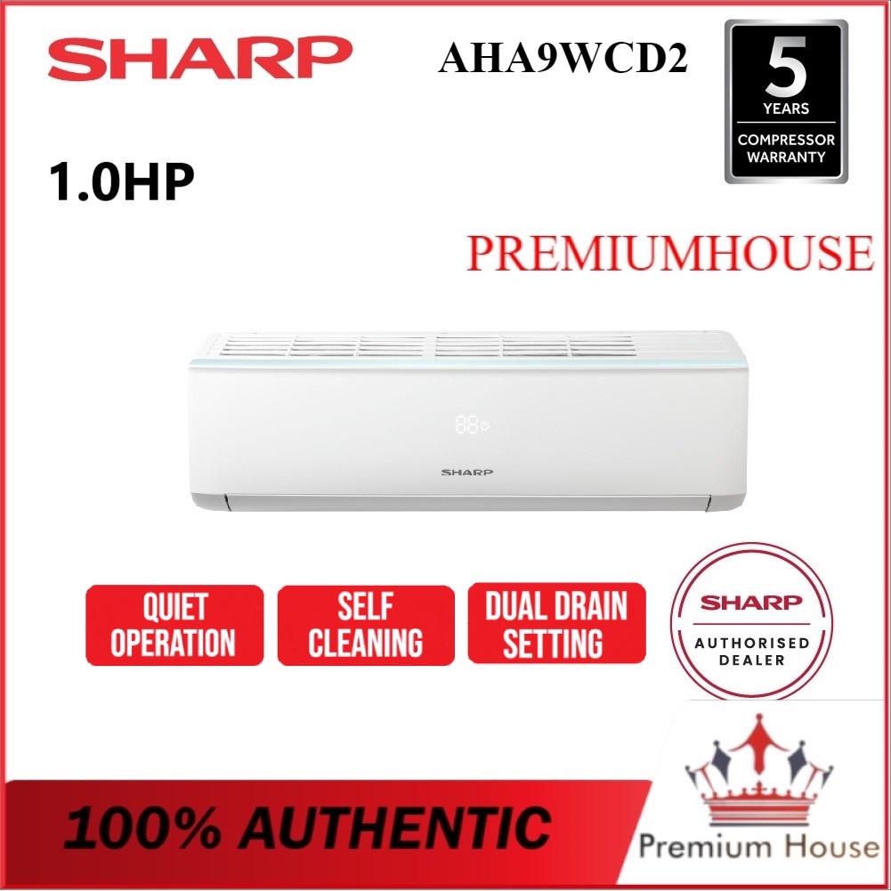 Sharp R32 1.0HP AHA9WCD2 / 1.5HP AHA12WCD2 / 2.0HP AHA18WCD2 Air Conditioner Non Inverter