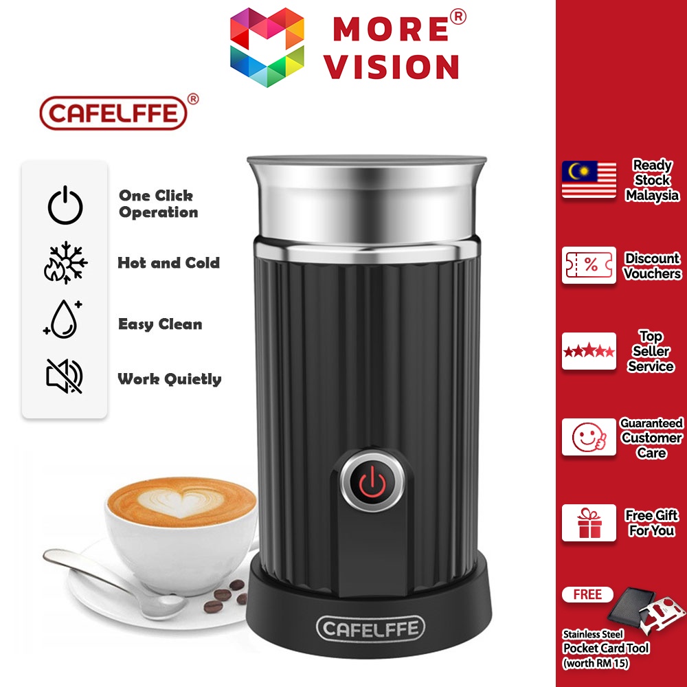 CAFELFFE Hot/Cold Electric Coffee Milk Frother Machine 3in1 Latte Cappuccino Steamer Creamy Fully Automatic Warmer