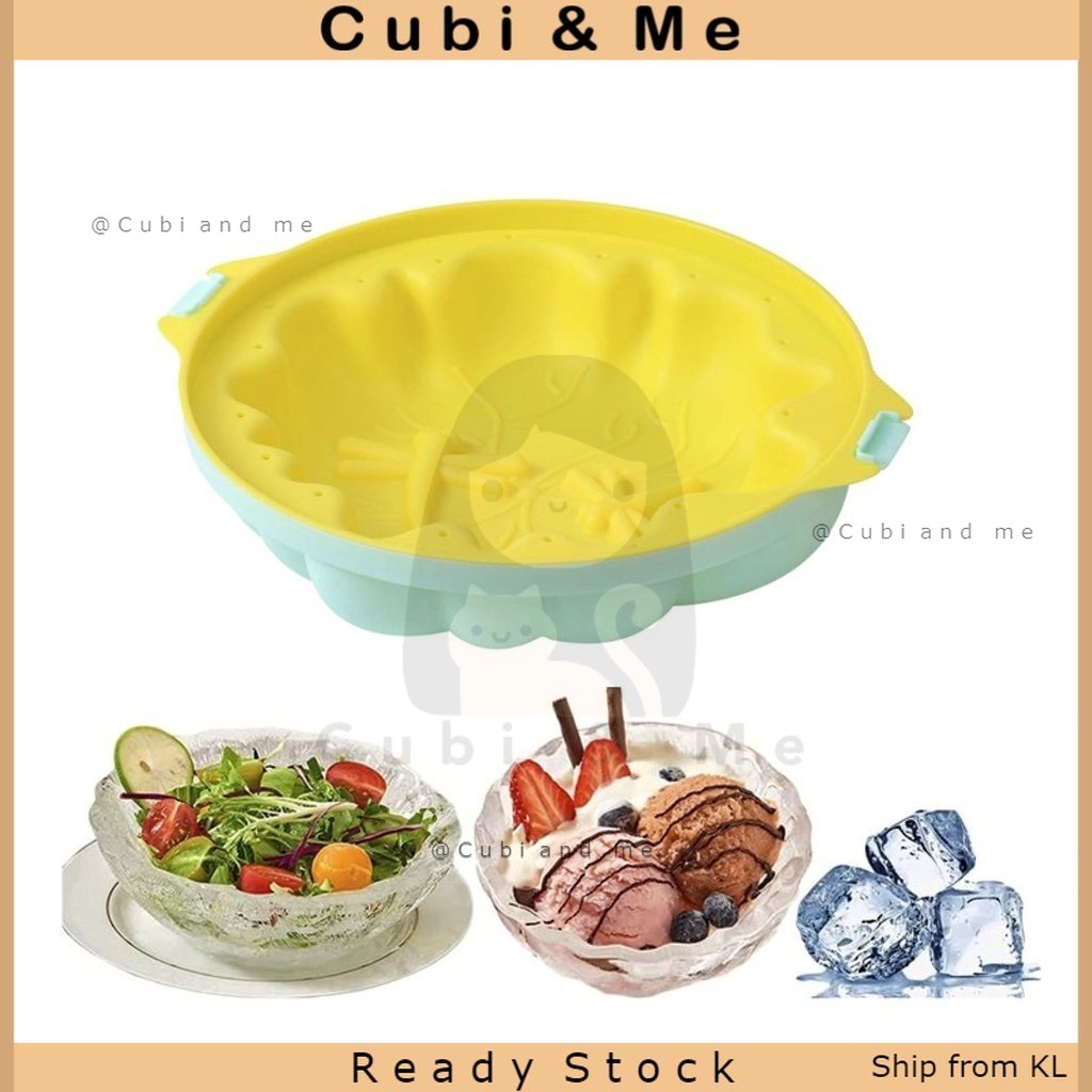 C&M Diy Large Ice Bowl Mold Lotus Leaf Ice Bowl Maker Ice Tray Summer Fruit Noodles Ice Cream Homemade Containers Mould