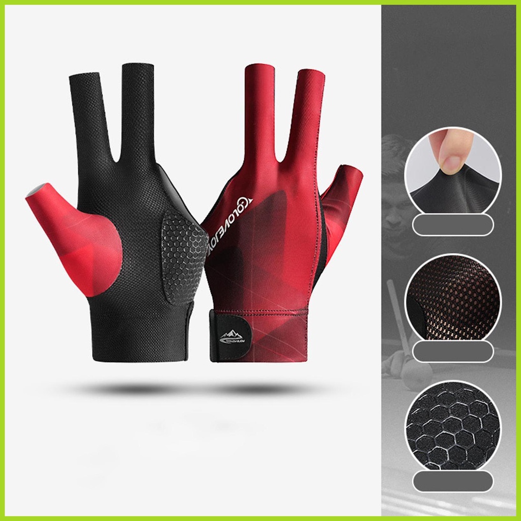 Pool Glove Non-slip Billiard Gloves Three Finger with Adhesive Durable Pool Gloves Sport Gloves for Women & Men rilan1my