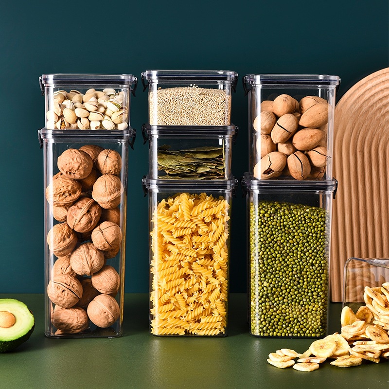 【M'sia Stock】密封防漏风饼罐五谷杂粮罐糖果盒干货盒Bekas Gula Teh Kopi Airtight Container Food Storage Stackable Plastic Jar/Box