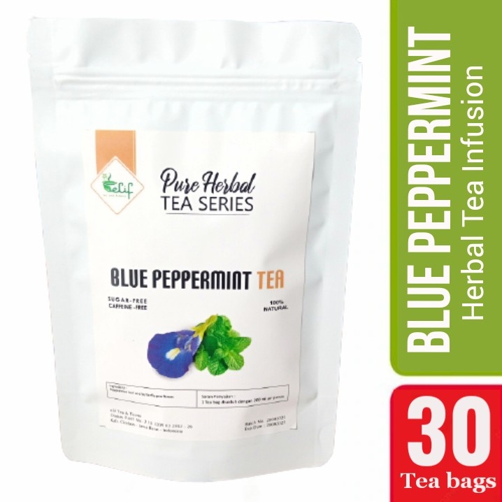ELIF TEA Blue Peppermint Tea  Teh Bunga Telang & Peppermint  Pure Herbal Tea Series  30 Tea Bag -z1