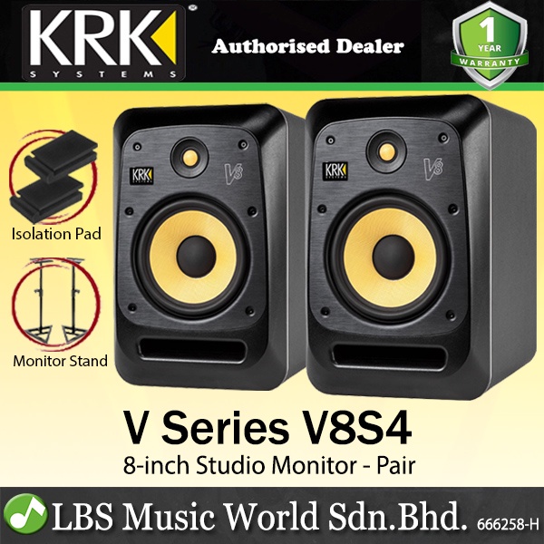 KRK V8S4 V Series 8 Inch Powered Studio Monitor Reference Speaker (V8 S4)