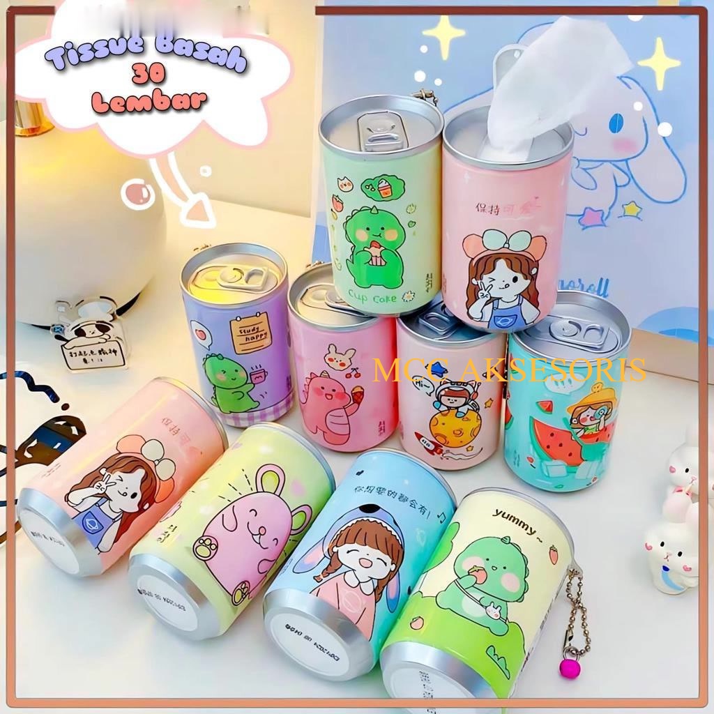 MCC Canned Wet Wipes 30 Sheets Creative Canned Drinks Portable Travel Mini Disposable Cleaning Wipes