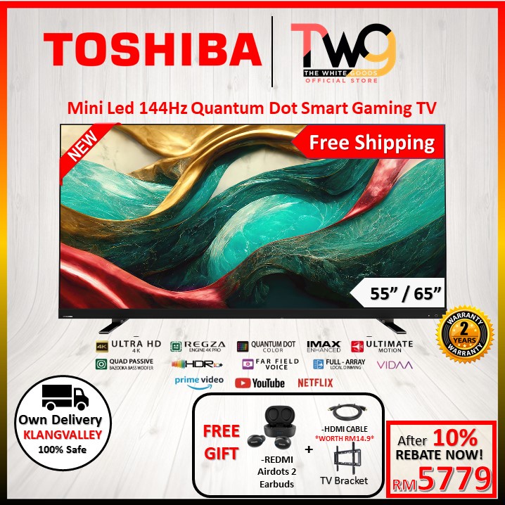 [FREE SHIPPING+GIFT] Toshiba Mini LED 4K 144Hz Quantum Dot Smart Gaming TV - 55Z870MP (55") / 65Z870MP (65")