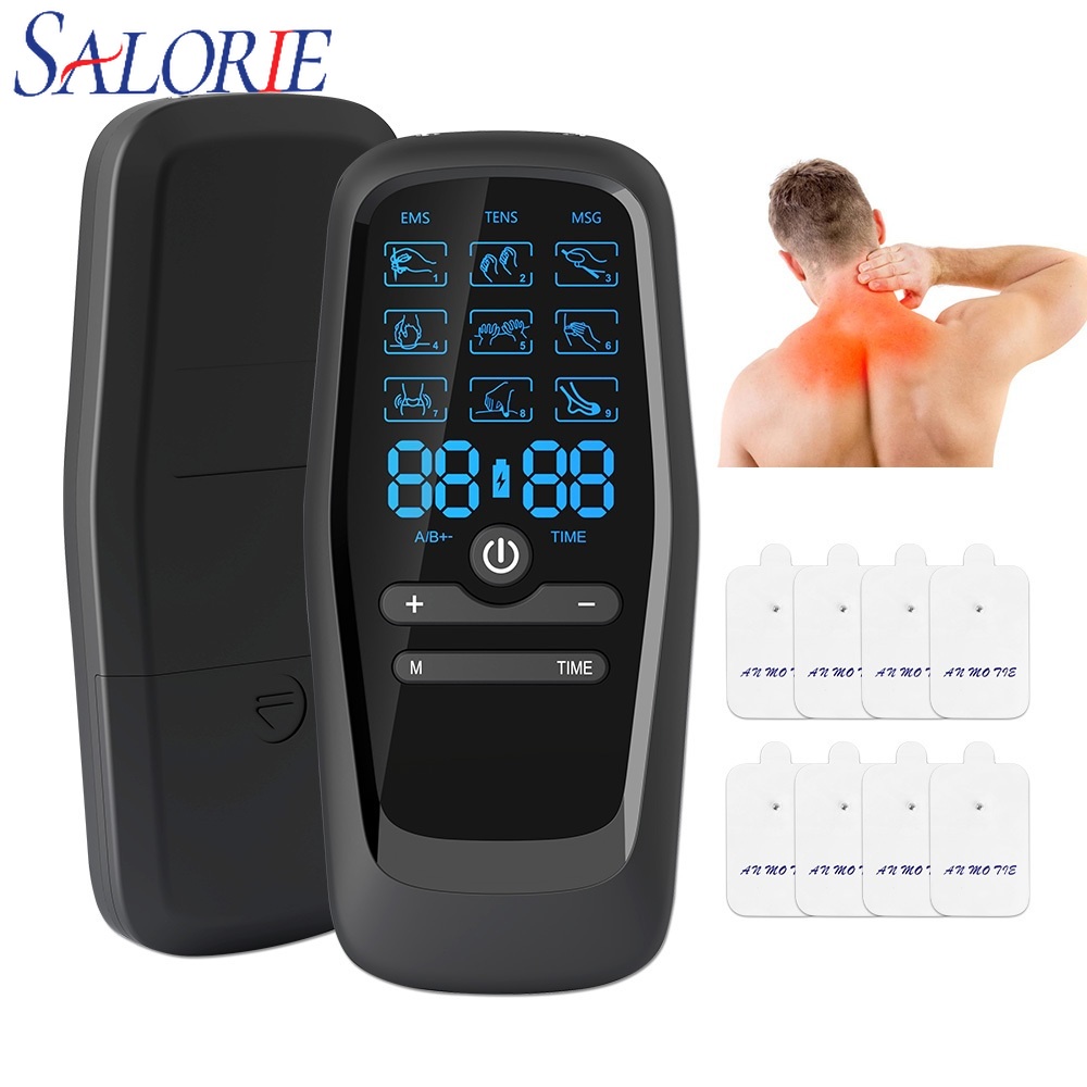 Salorie USB Rechargeable Tens Unit Muscle Stimulator EMS Electric Pulse Full Body Massager With 9 Massage Modes For Men Women