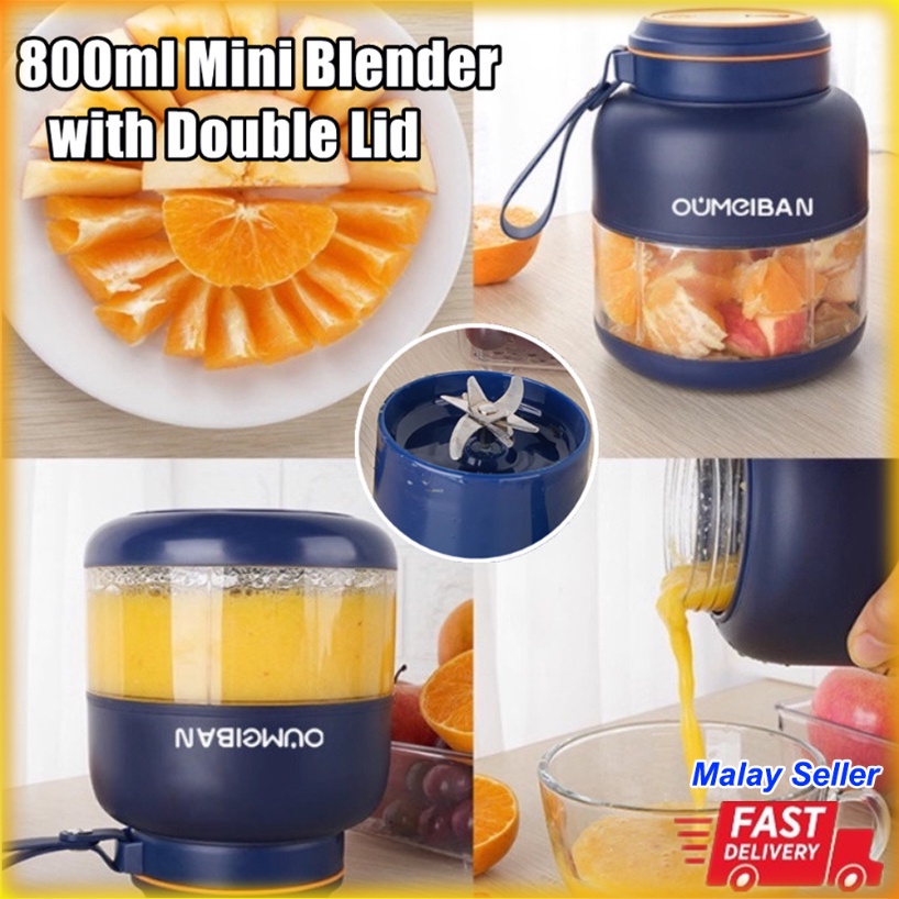 【Local Seller】800ml Mini Blender Kering Juice 2 In 1 Juicer Cup 攪拌杯 果汁機 Shaker Blender Buah Jus Ice Crusher Large Capacity Dual-use Water Bottle BPA Free 榨汁杯